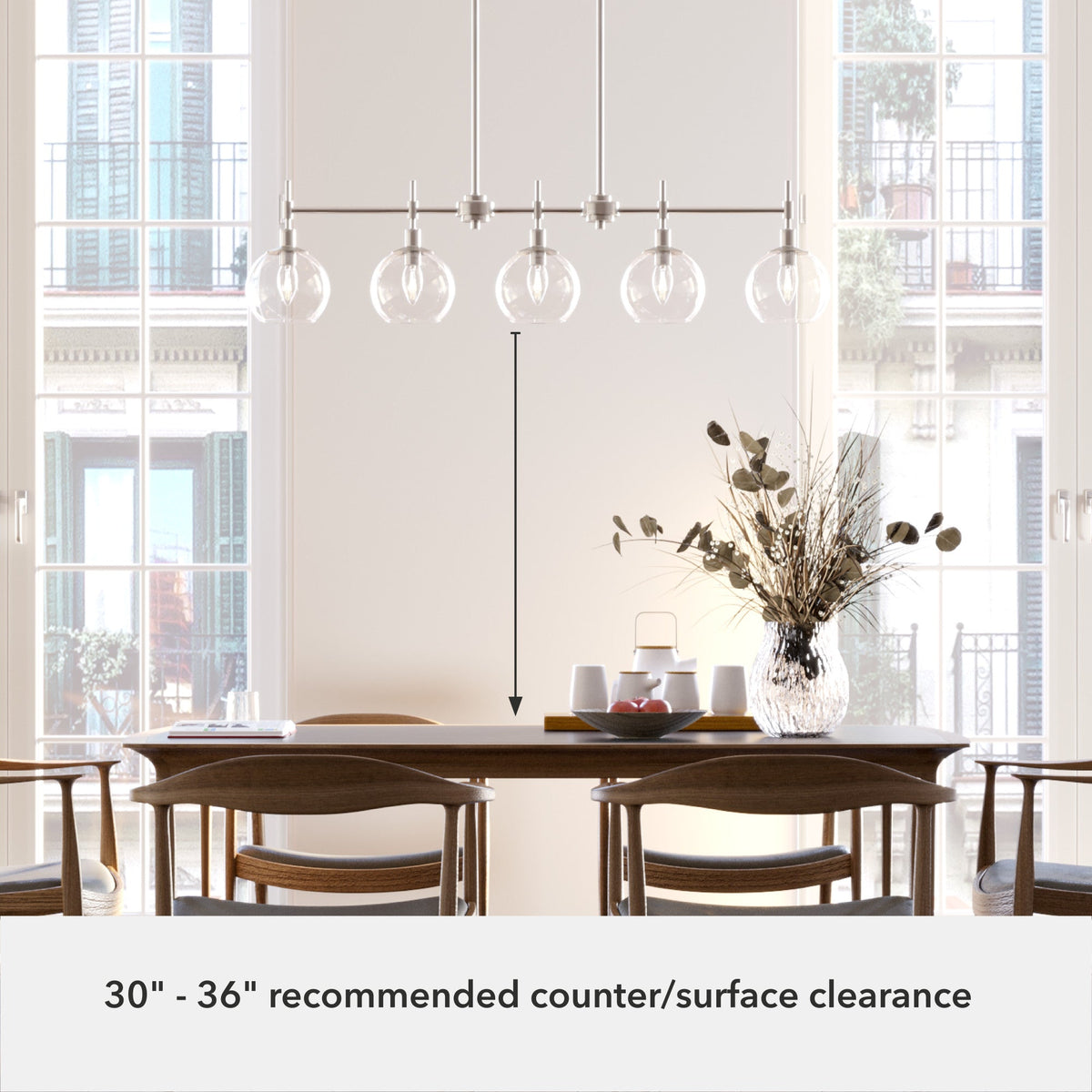 Hunter Xidane 5-Light Brushed Nickel Mid-century Led Crystal Chandelier