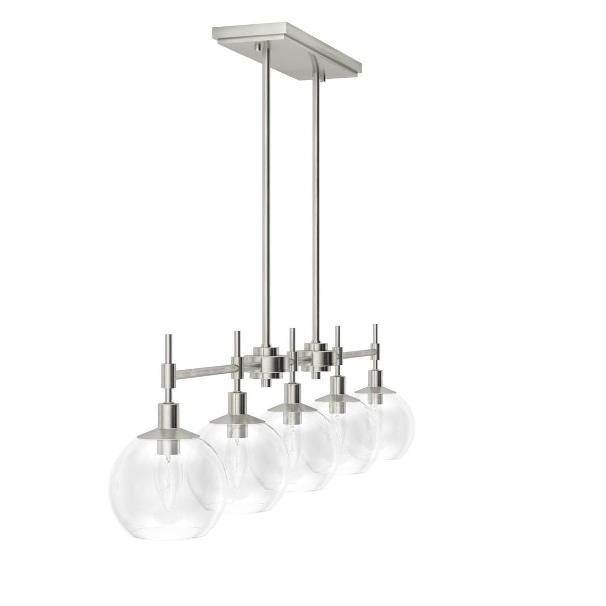 Hunter Xidane 5-Light Brushed Nickel Mid-century Led Crystal Chandelier