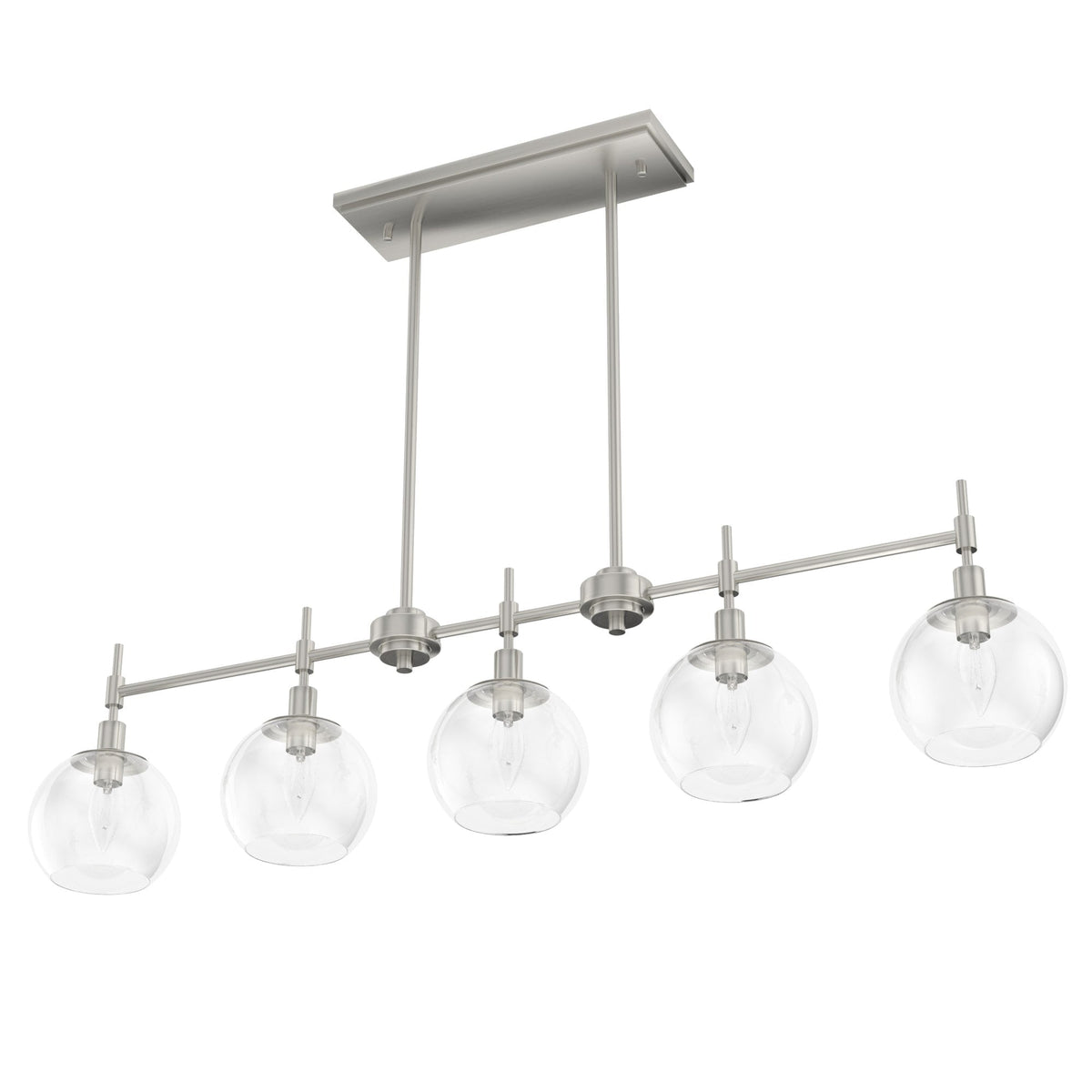Hunter Xidane 5-Light Brushed Nickel Mid-century Led Crystal Chandelier