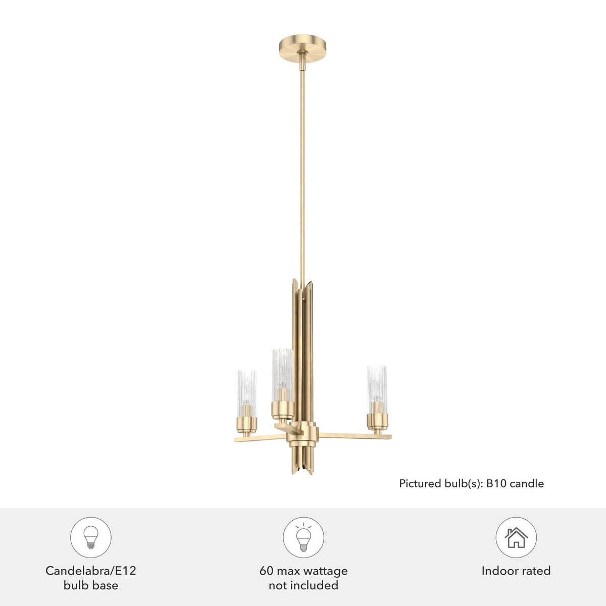 Hunter Gatz 3-Light Satin Gold Modern/Contemporary Led Chandelier