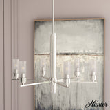 Hunter Gatz 6-Light Brushed Nickel Modern/Contemporary Led Chandelier