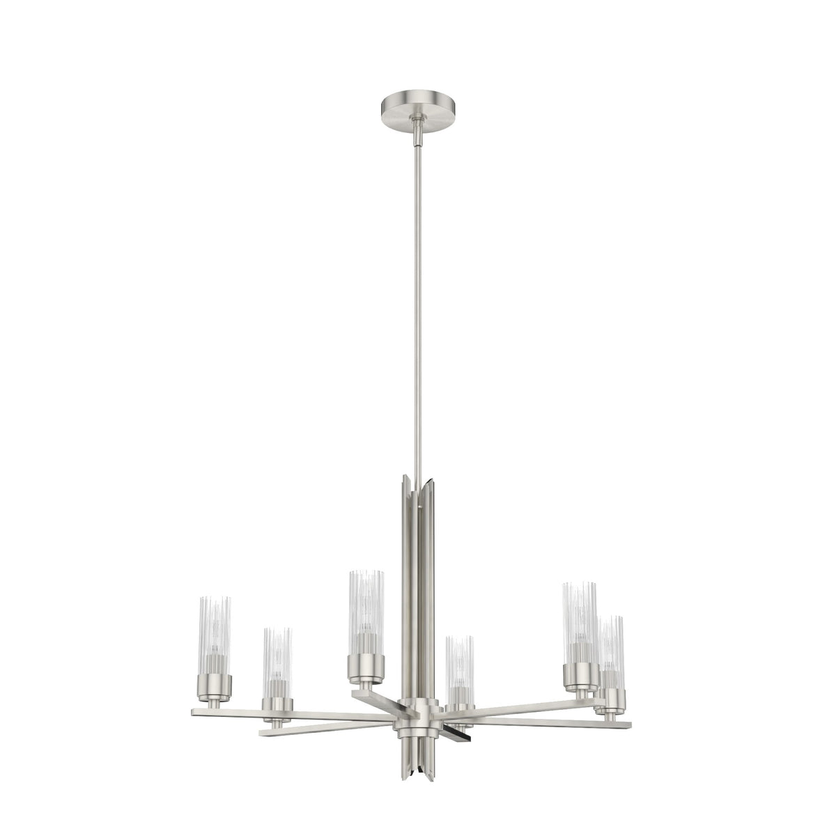 Hunter Gatz 6-Light Brushed Nickel Modern/Contemporary Led Chandelier