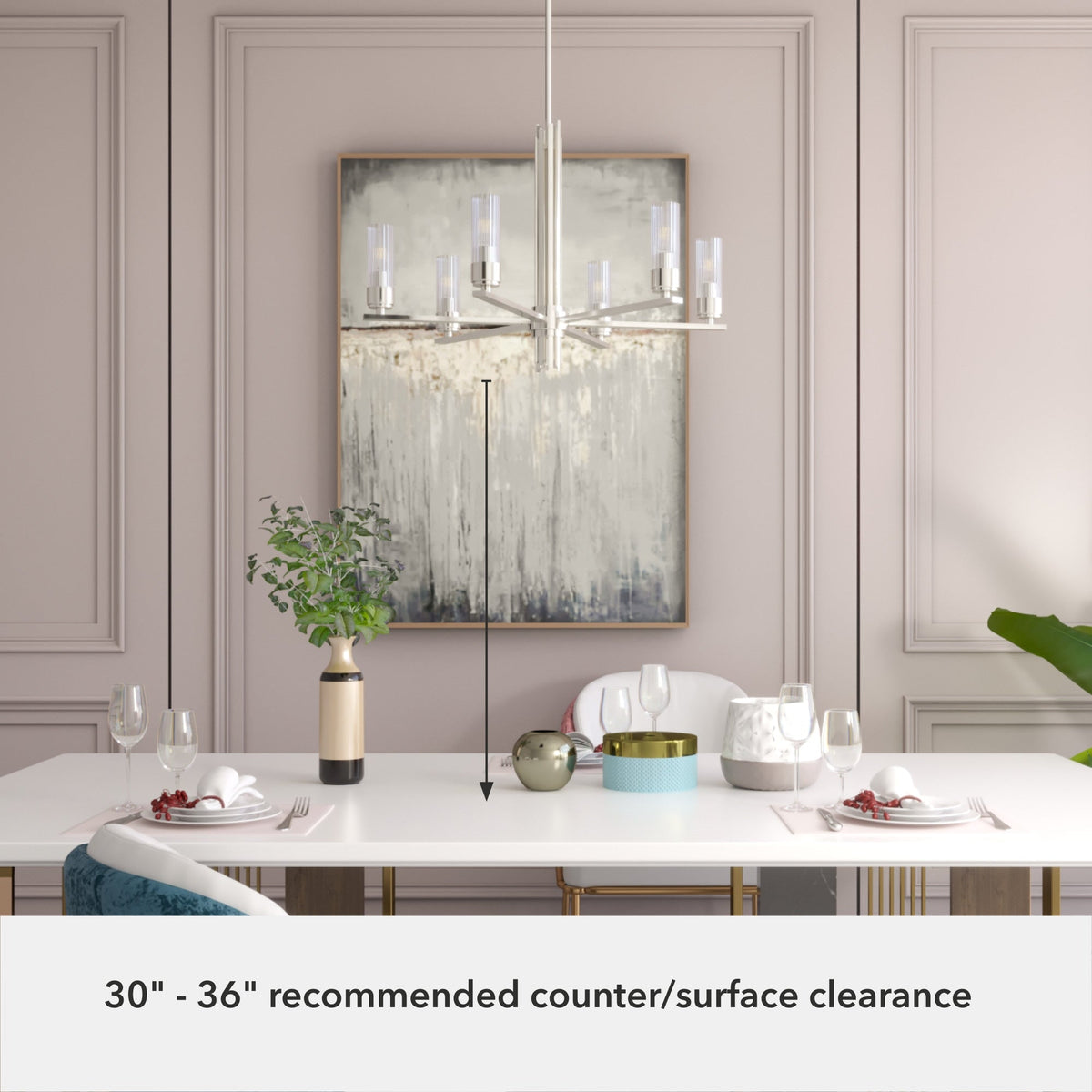 Hunter Gatz 6-Light Brushed Nickel Modern/Contemporary Led Chandelier