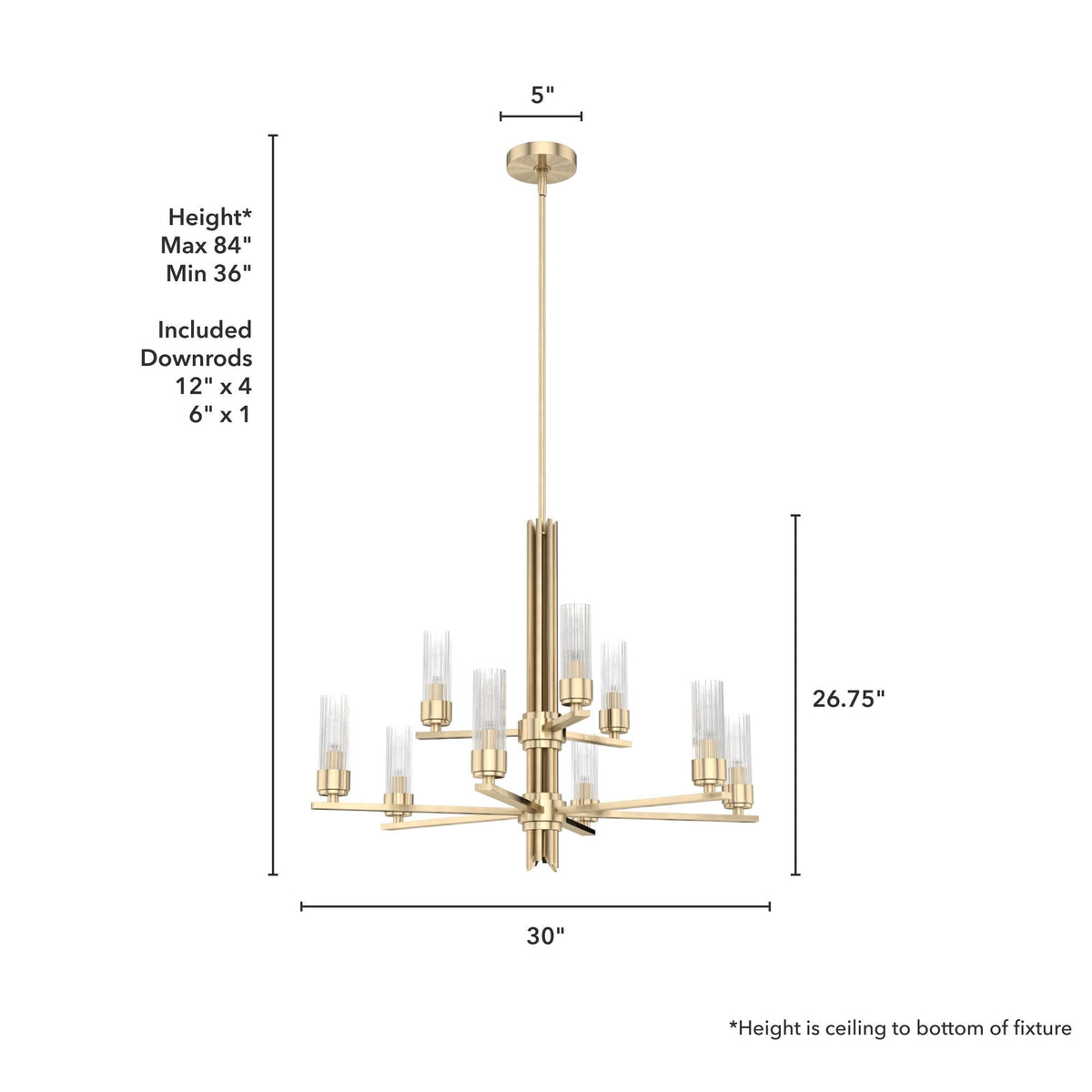 Hunter Gatz 9-Light Satin Gold Modern/Contemporary Led Chandelier