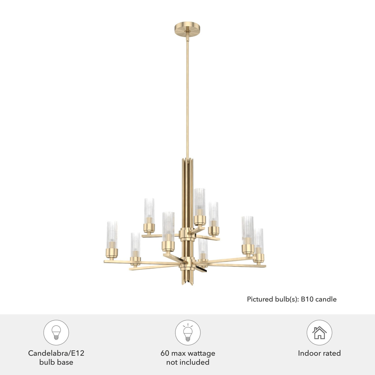 Hunter Gatz 9-Light Satin Gold Modern/Contemporary Led Chandelier