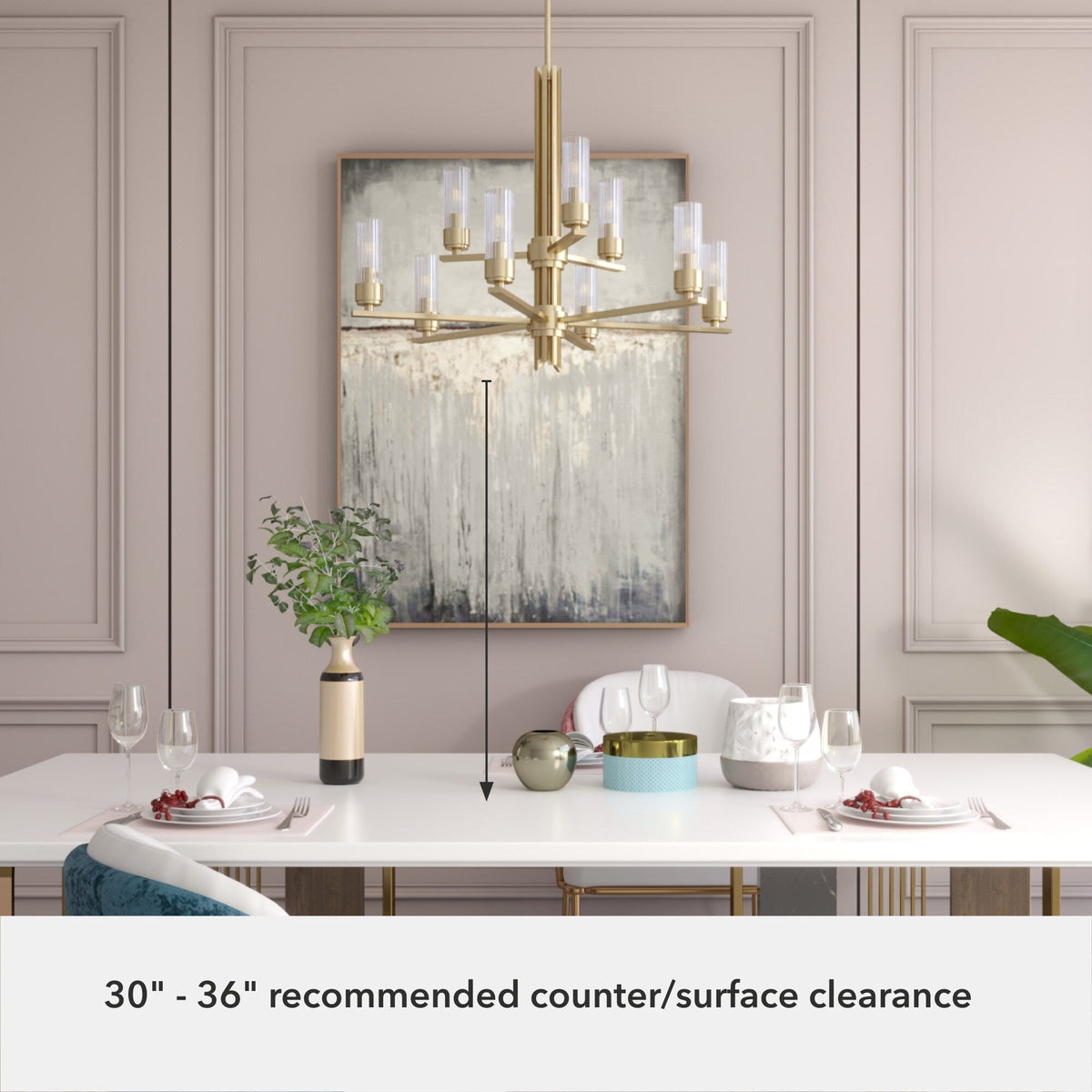 Hunter Gatz 9-Light Satin Gold Modern/Contemporary Led Chandelier