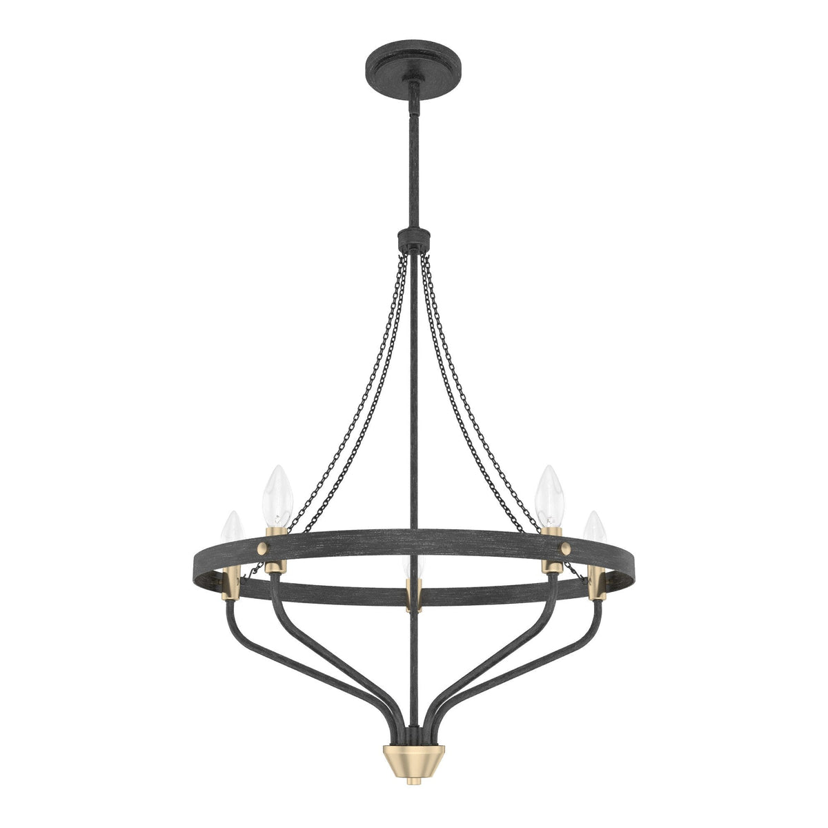 Hunter Merlin 5-Light Satin Brown Industrial Led Chandelier