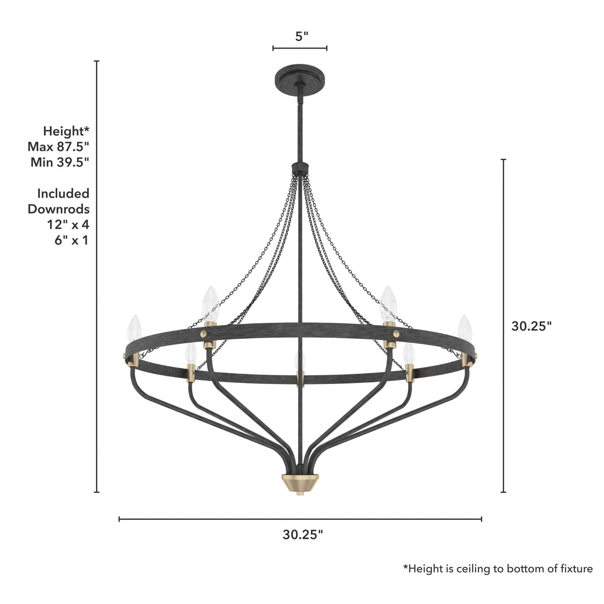 Hunter Merlin 7-Light Satin Brown Industrial Led Chandelier