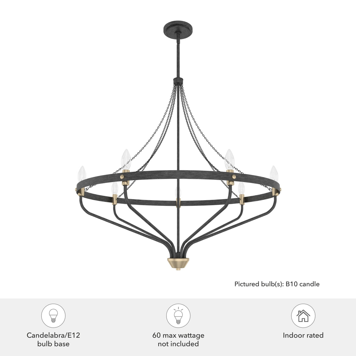 Hunter Merlin 7-Light Satin Brown Industrial Led Chandelier