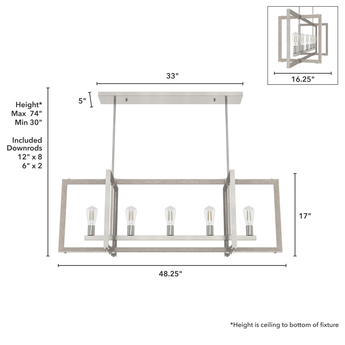Hunter Woodburn 5-Light Brushed Nickel Modern/Contemporary Led Chandelier