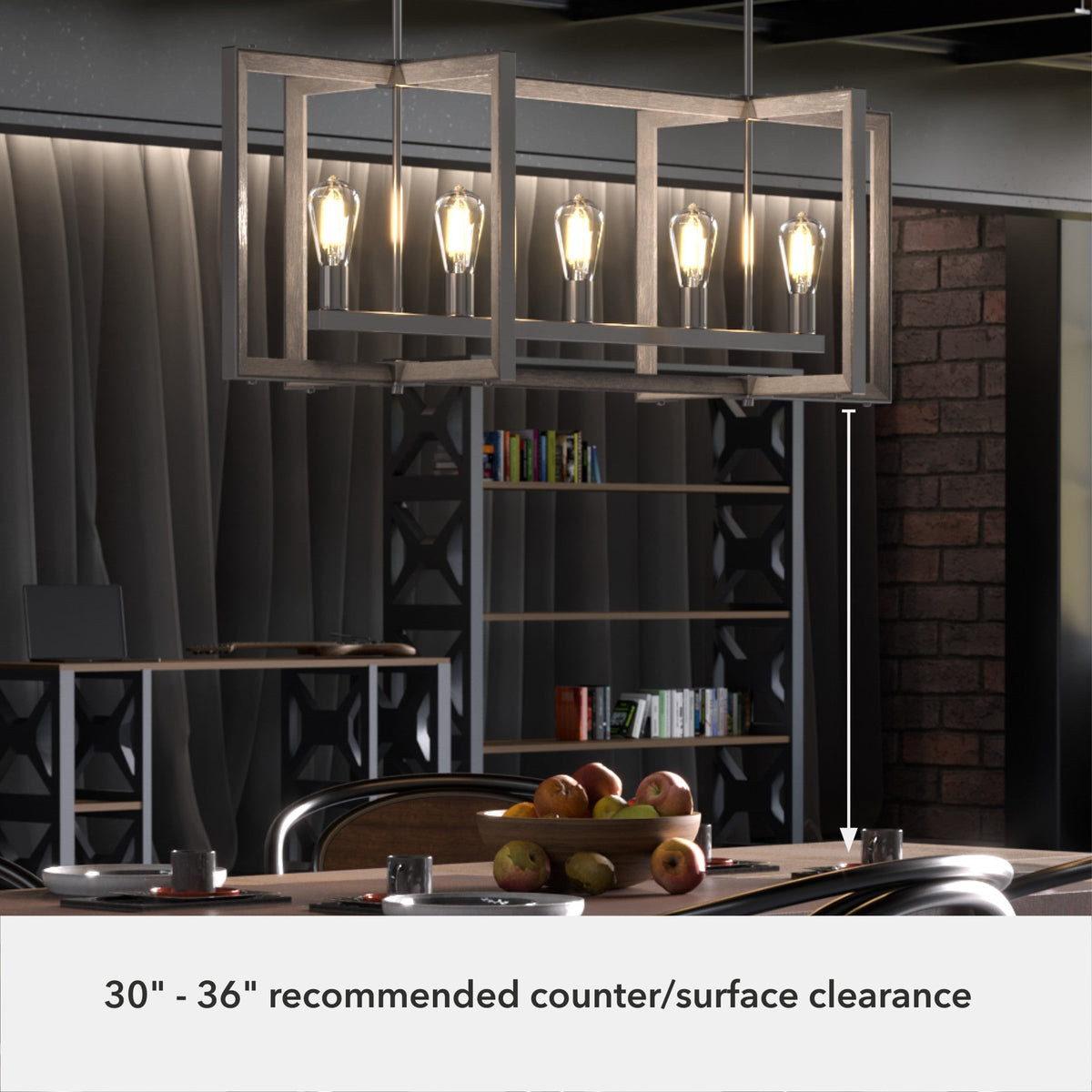 Hunter Woodburn 5-Light Brushed Nickel Modern/Contemporary Led Chandelier