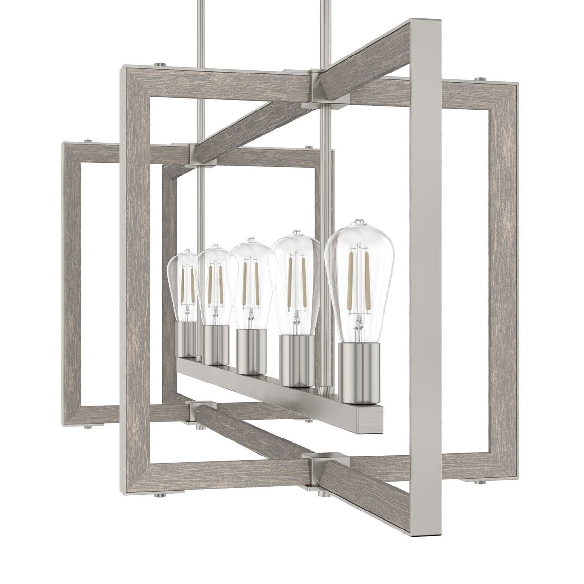 Hunter Woodburn 5-Light Brushed Nickel Modern/Contemporary Led Chandelier