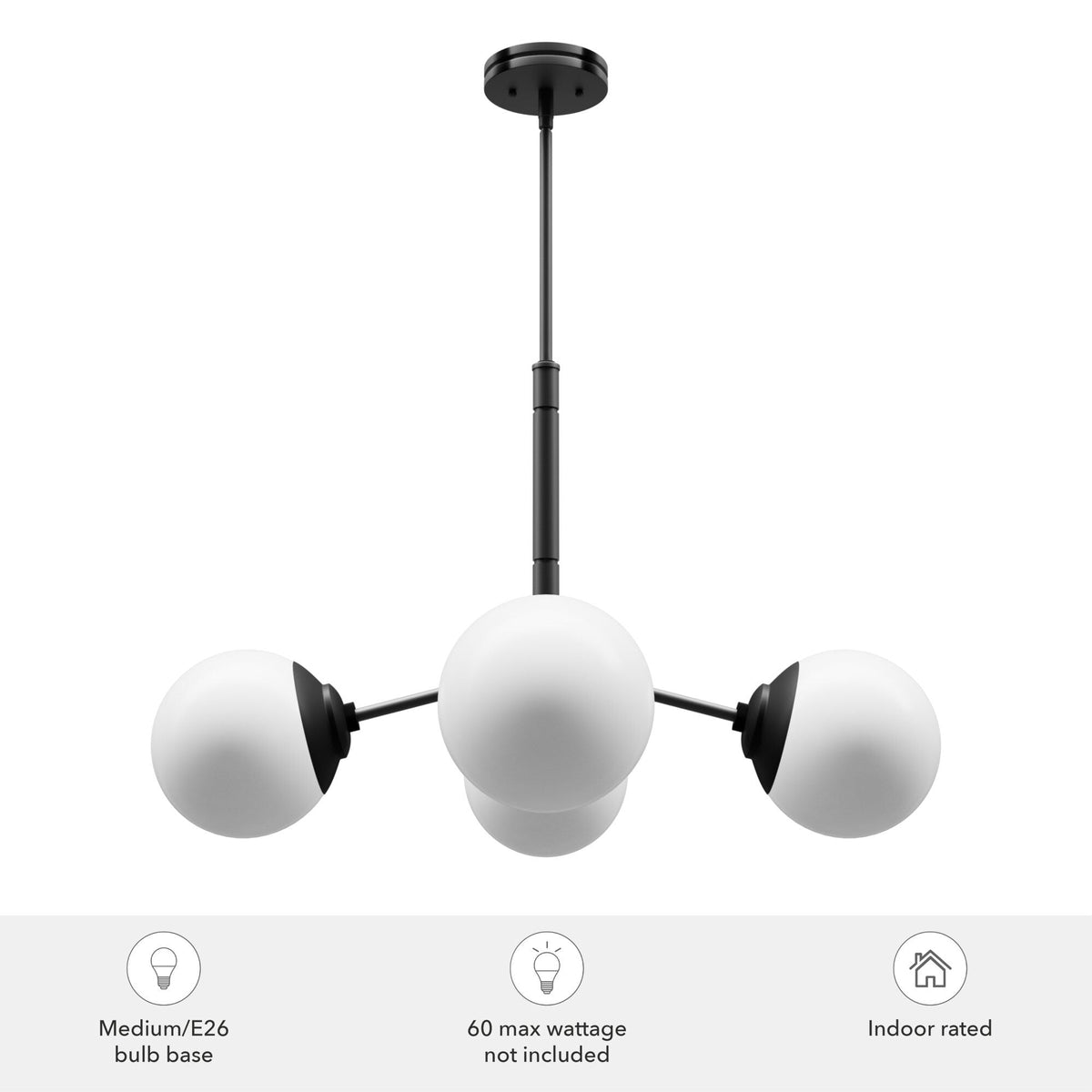 Hunter Hepburn 4-Light Matte Black Modern/Contemporary Led Chandelier