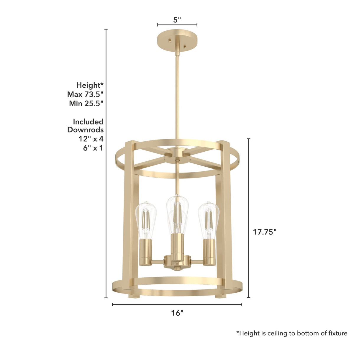 Hunter Astwood 4-Light Matte Gold Modern/Contemporary Led Bare Bulb Chandelier