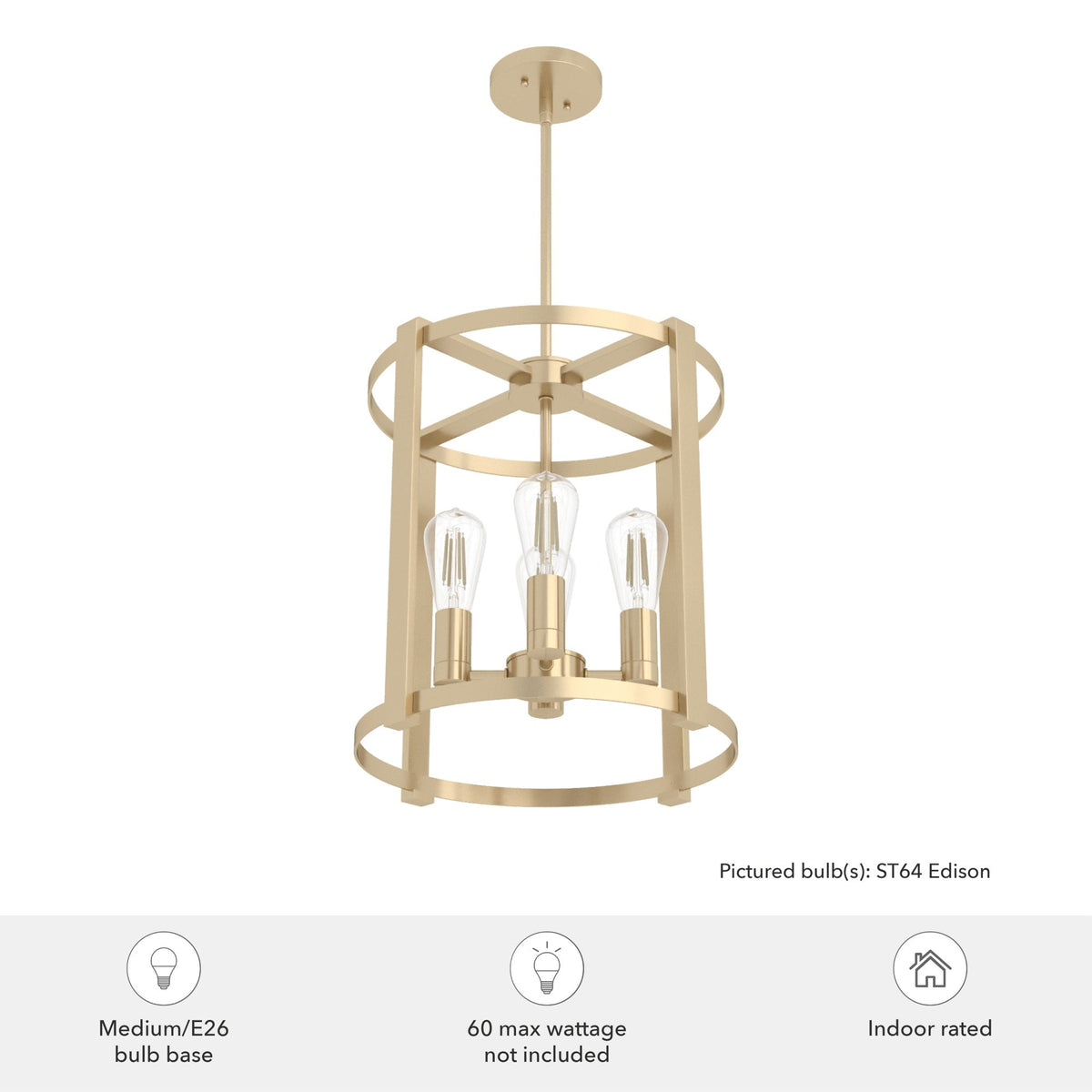 Hunter Astwood 4-Light Matte Gold Modern/Contemporary Led Bare Bulb Chandelier