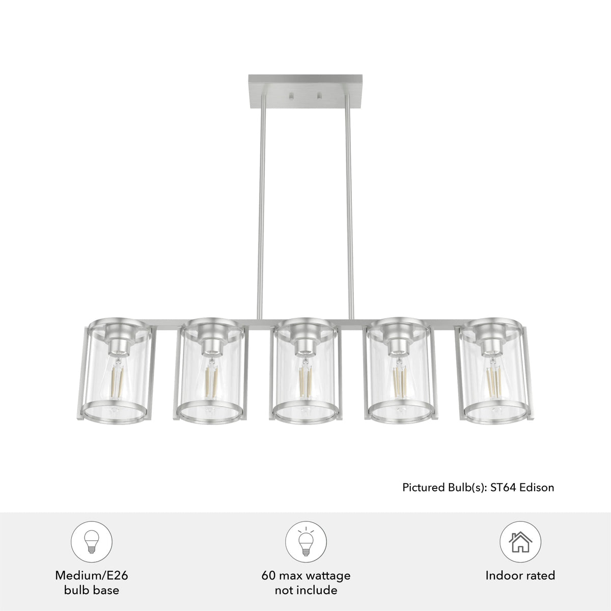 Hunter Astwood 5-Light Brushed Nickel Glam Led Chandelier