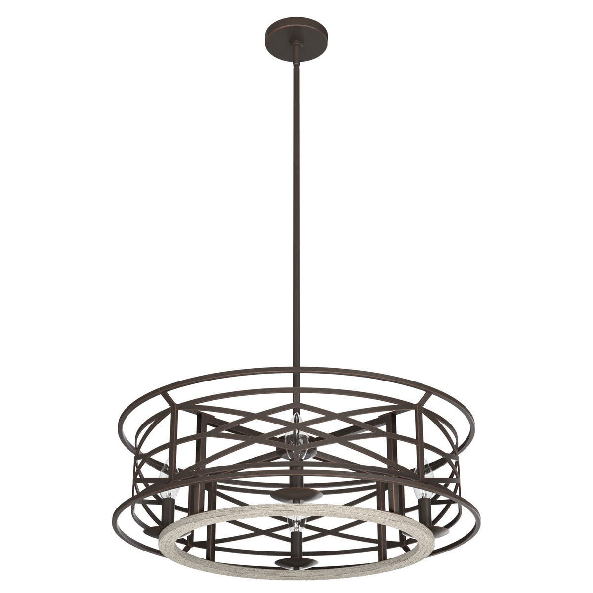 Hunter Langwood 4-Light Matte Copper Transitional Led Bare Bulb Chandelier