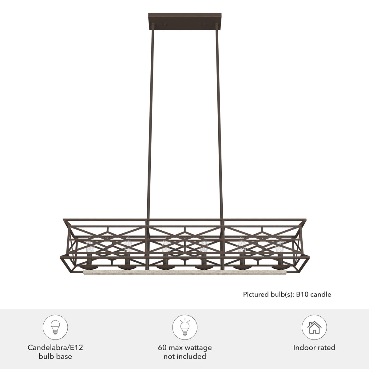 Hunter Langwood 6-Light Matte Copper Transitional Led Bare Bulb Chandelier