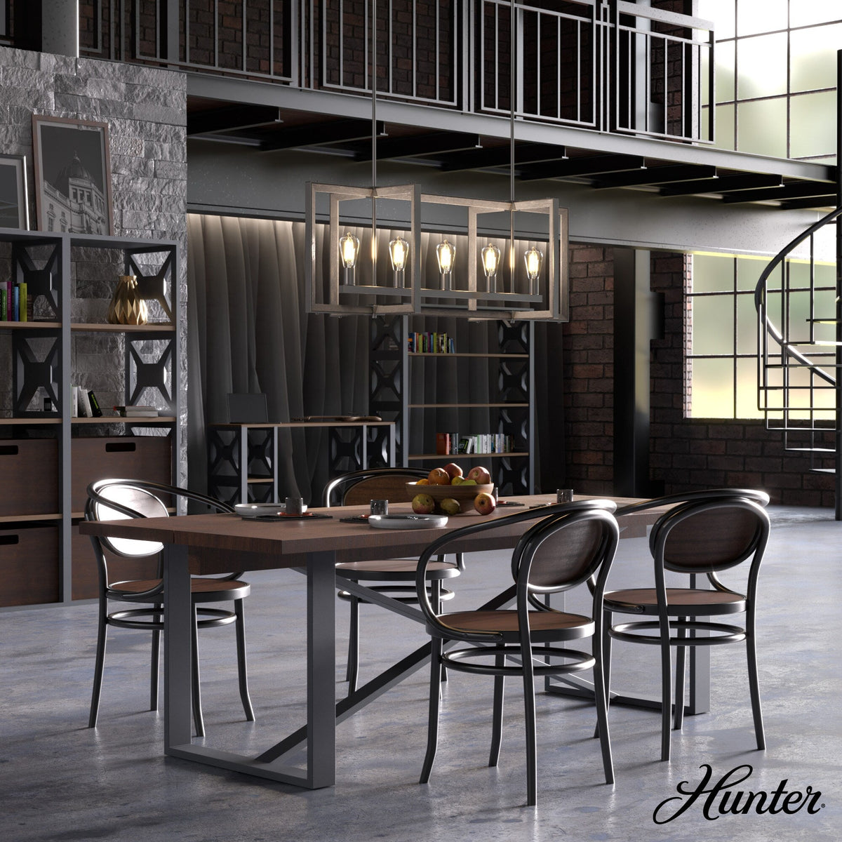 Hunter Woodburn 5-Light Brushed Nickel Modern/Contemporary Led Chandelier