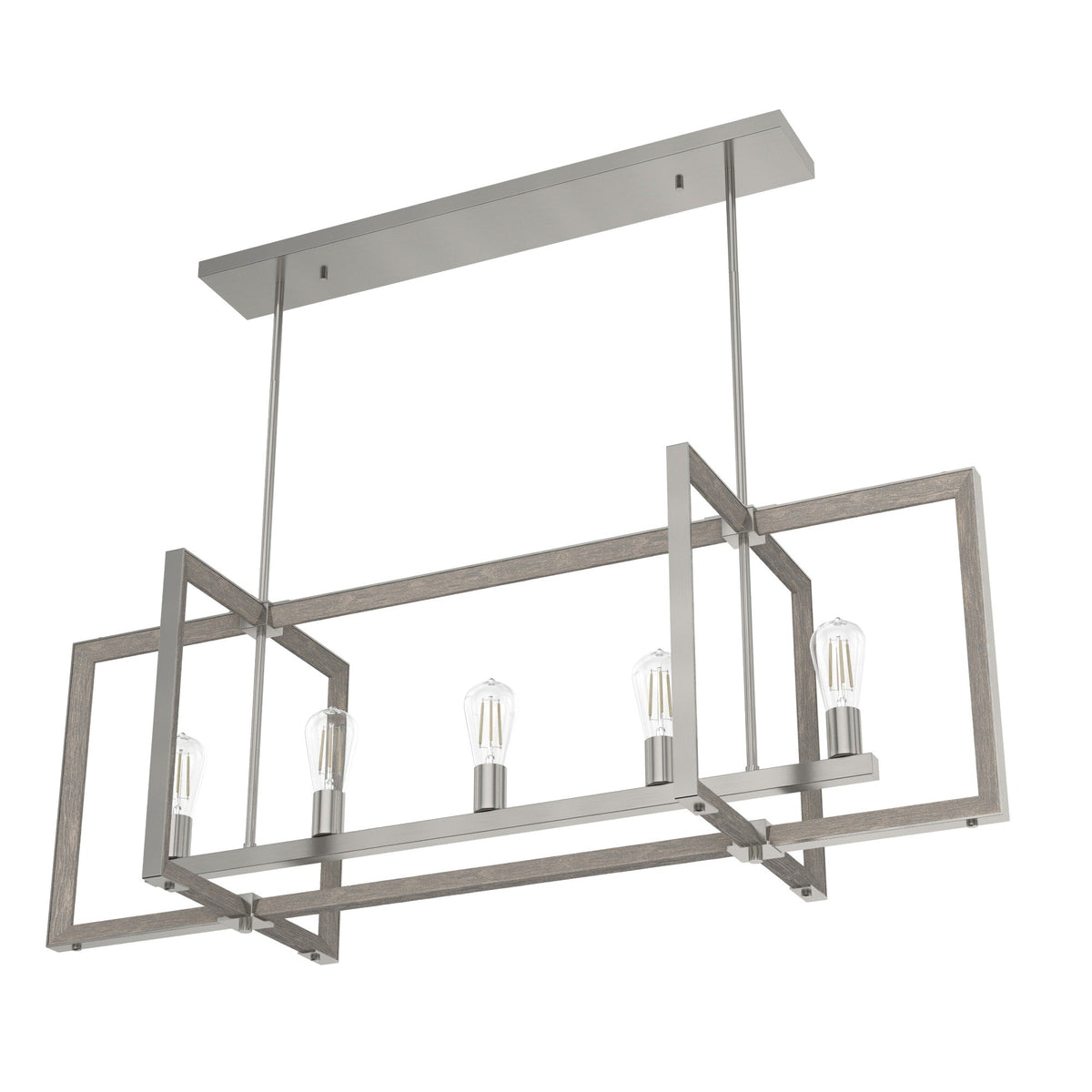 Hunter Woodburn 5-Light Brushed Nickel Modern/Contemporary Led Chandelier