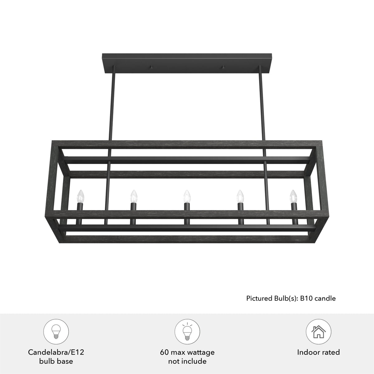 Hunter Squire Manor 5-Light Matte Black Modern/Contemporary Led Chandelier