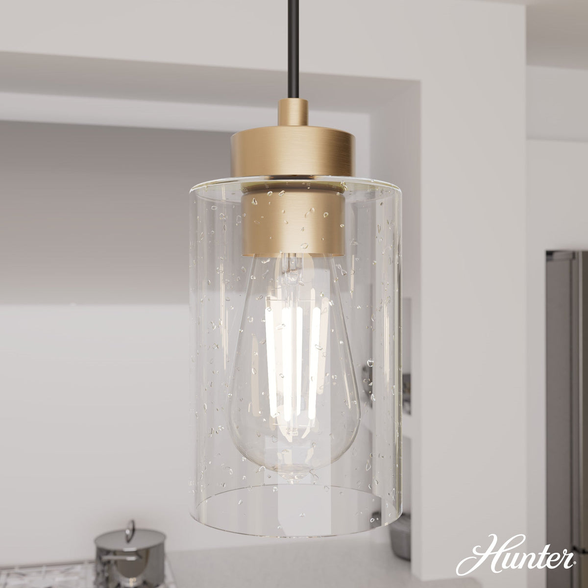 Hunter Hartland 3-Light Alturas Gold Transitional Globe LED Large Hanging