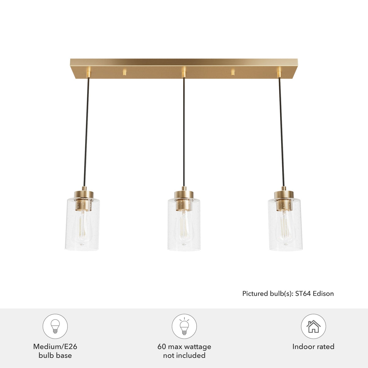 Hunter Hartland 3-Light Alturas Gold Transitional Globe LED Large Hanging