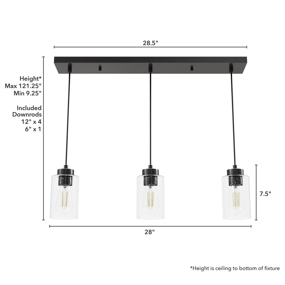 Hunter Hartland 3-Light Noble Bronze Transitional Globe LED Large Hanging