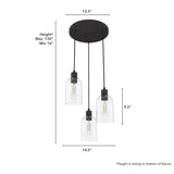 Hunter Lochemeade 3-Light Noble Bronze Modern/Contemporary Seeded Glass Tiered LED Small Hanging