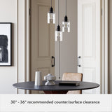 Hunter Lochemeade 3-Light Noble Bronze Modern/Contemporary Seeded Glass Tiered LED Small Hanging