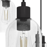 Hunter Lochemeade 3-Light Noble Bronze Modern/Contemporary Seeded Glass Tiered LED Small Hanging