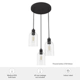 Hunter Lochemeade 3-Light Noble Bronze Modern/Contemporary Seeded Glass Tiered LED Small Hanging