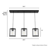 Hunter Astwood 3-Light Matte Black Transitional Clear Glass Linear LED Large Hanging