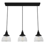 Hunter Cypress Grove 3-Light Natural Iron Transitional Clear Glass Linear LED Mini Hanging