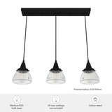 Hunter Cypress Grove 3-Light Natural Iron Transitional Clear Glass Linear LED Mini Hanging