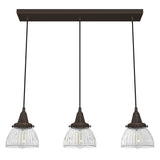 Hunter Cypress Grove 3-Light Onyx Bengal Transitional Clear Glass Linear LED Mini Hanging