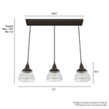 Hunter Cypress Grove 3-Light Onyx Bengal Transitional Clear Glass Linear LED Mini Hanging