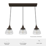 Hunter Cypress Grove 3-Light Onyx Bengal Transitional Clear Glass Linear LED Mini Hanging