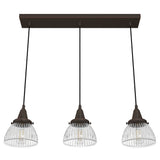 Hunter Cypress Grove 3-Light Onyx Bengal Transitional Clear Glass Linear LED Mini Hanging