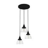 Hunter Cypress Grove 3-Light Natural Iron Transitional Clear Glass Tiered LED Mini Hanging