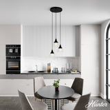 Hunter Cypress Grove 3-Light Natural Iron Transitional Clear Glass Tiered LED Mini Hanging