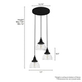 Hunter Cypress Grove 3-Light Natural Iron Transitional Clear Glass Tiered LED Mini Hanging