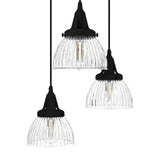 Hunter Cypress Grove 3-Light Natural Iron Transitional Clear Glass Tiered LED Mini Hanging