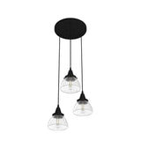 Hunter Cypress Grove 3-Light Natural Iron Transitional Clear Glass Tiered LED Mini Hanging