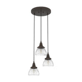 Hunter Cypress Grove 3-Light Onyx Bengal Transitional Clear Glass Tiered LED Mini Hanging