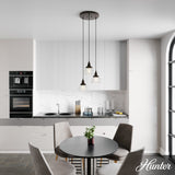 Hunter Cypress Grove 3-Light Onyx Bengal Transitional Clear Glass Tiered LED Mini Hanging
