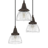 Hunter Cypress Grove 3-Light Onyx Bengal Transitional Clear Glass Tiered LED Mini Hanging