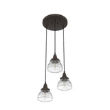 Hunter Cypress Grove 3-Light Onyx Bengal Transitional Clear Glass Tiered LED Mini Hanging