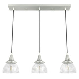 Hunter Cypress Grove 3-Light Brushed Nickel Transitional Clear Glass Linear LED Mini Hanging