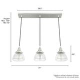 Hunter Cypress Grove 3-Light Brushed Nickel Transitional Clear Glass Linear LED Mini Hanging